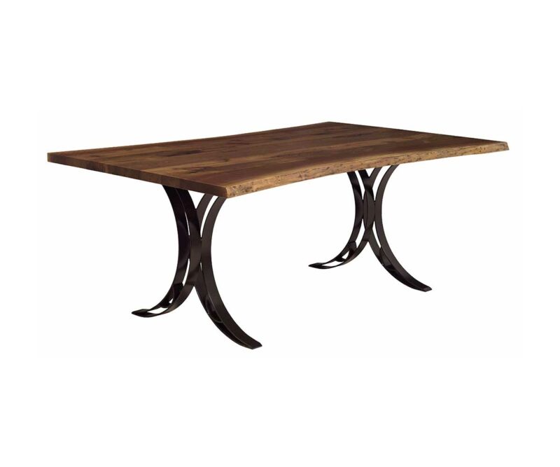 Live Edge Dining Table with Double Curved Base