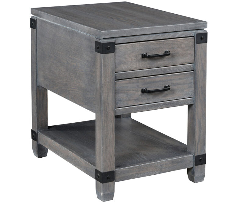 Antigo End Table with Metal Brackets - 17"W