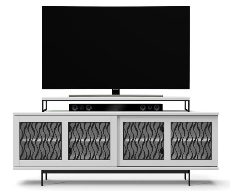 Ambiance Double Sliding Door Media Unit - Metal Wave