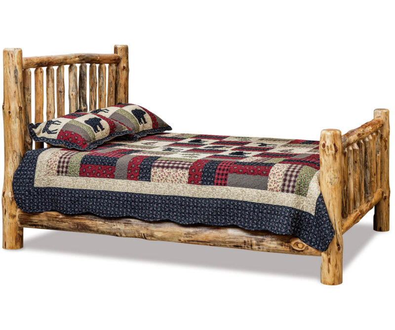 Rustic Pine Bed with Small Spindles