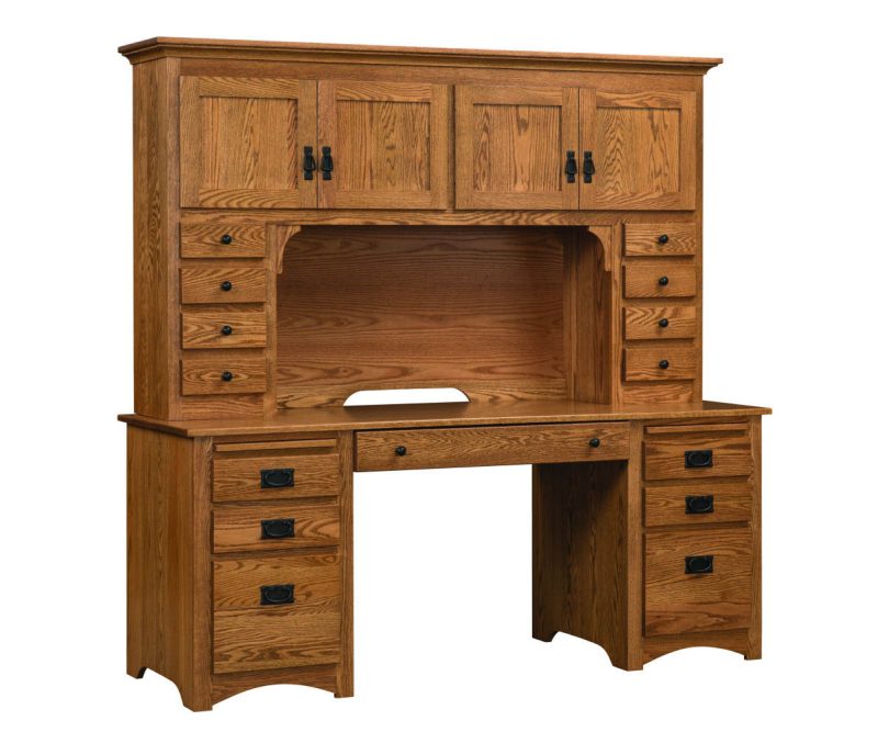 Mission Double Pedestal Desk and Hutch