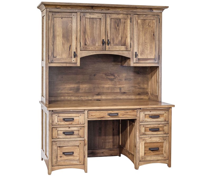 Belmont Kneehole Desk with Hutch Top